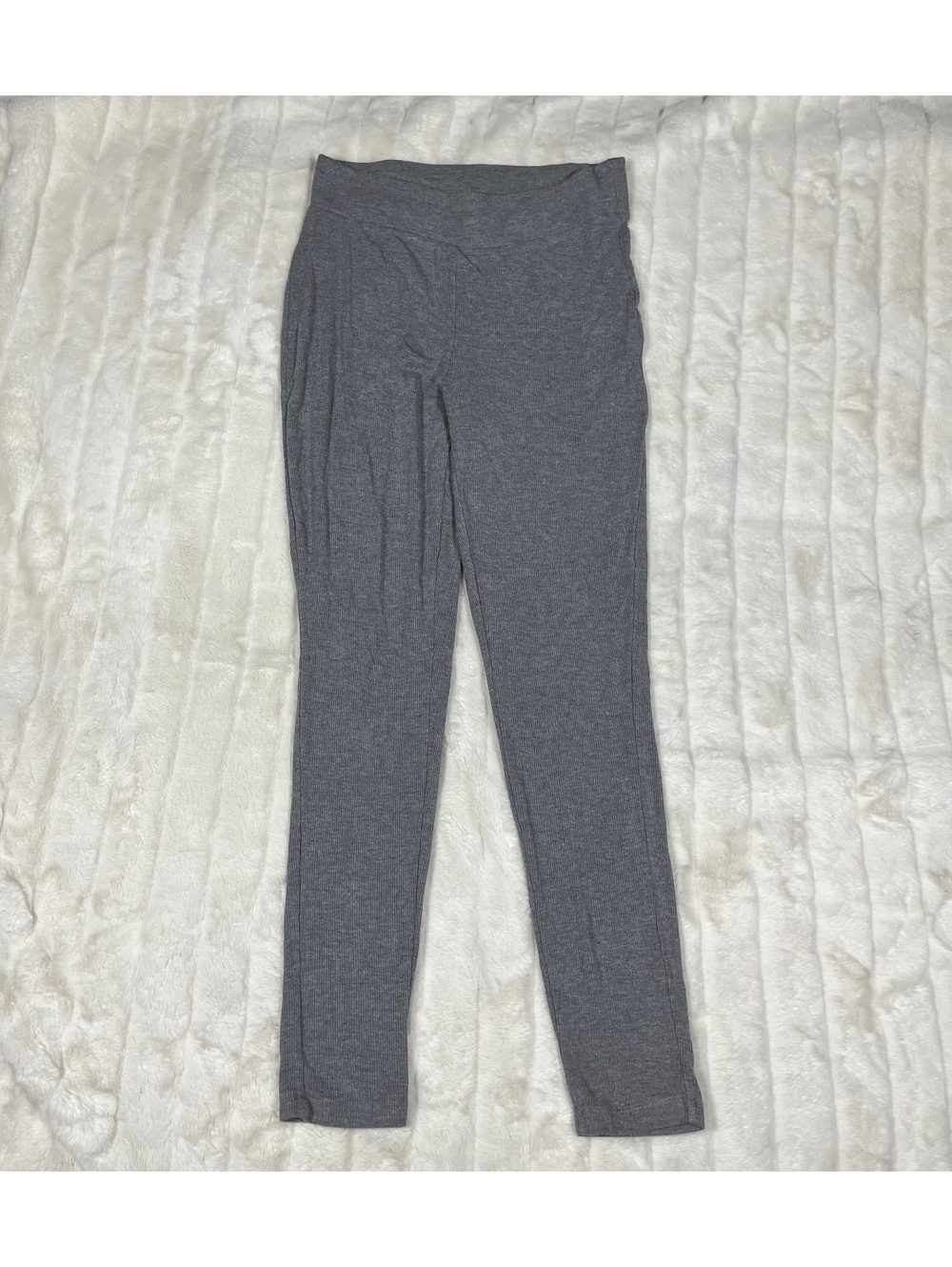 Soma S Lights Grey Ribbed Knit Skinny Ankle Lounge Sleep PJ Sweats Pants